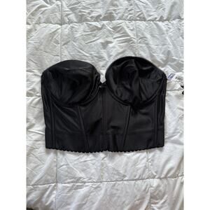 Delicates Backless Longline Strapless Bustier Bra – Black, Underwire NWT 36D